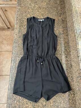 Daniel Rainn Black Sleeveless Drawstring Romper Size S